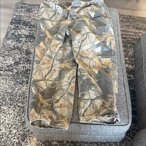 Carhartt Men's Camouflage Work Pants in Gray and Tan Leaf Print